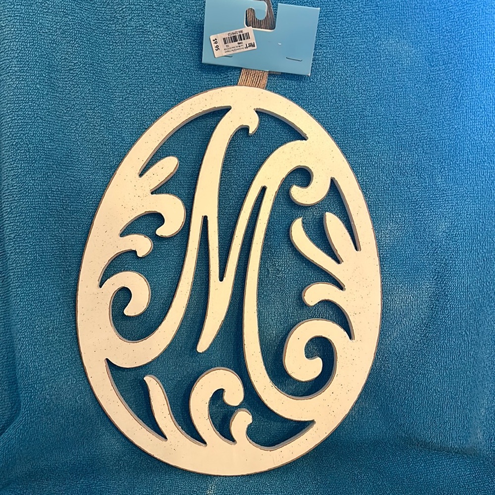NEW Pier 1 ‘M’ wooden Easter Egg